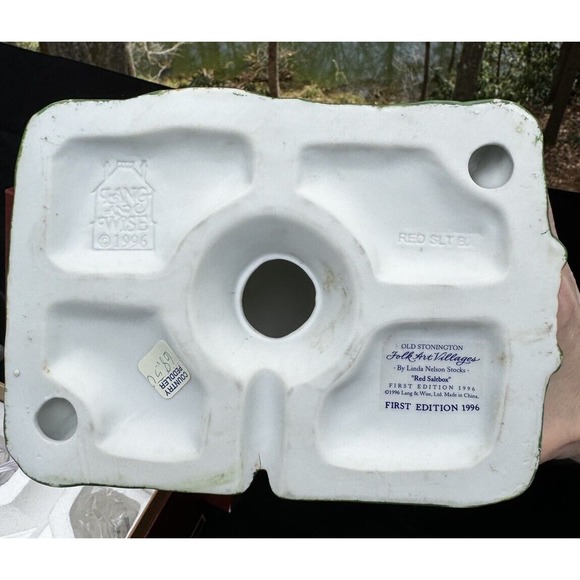 Vintage Old Stonigan 20010203 Lang & Wise Red Saltbox Porcelain House & Mailbox - Picture 10 of 12